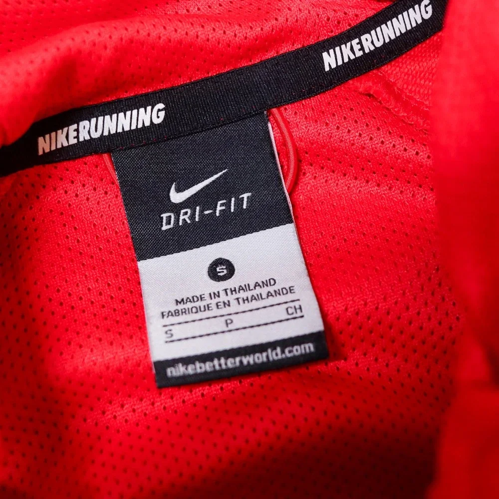 Nike Running Dri-FIT Hybrid Windbreaker Fleece Hooded Jacket Red Reflective S